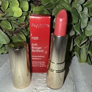 Clarins Joli Rouge Brilliant Lipstick 732S Grenadine Perfect Shine Sheer